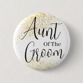 Gold Glitter aunt of groom wedding Button (Vorderseite)