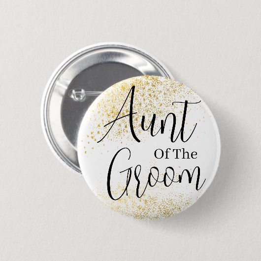 Gold Glitter aunt of groom wedding Button (Vorne & Hinten)