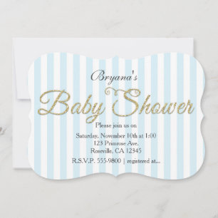 Gold Glitter BABY SHOWER Einladungen mit blauen St