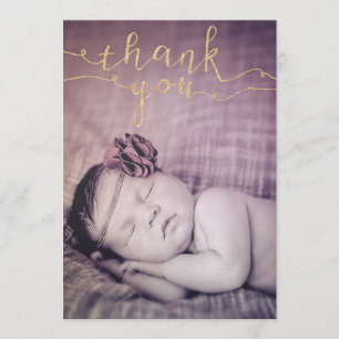 Gold Glitter Baby Sip & See Danke Foto Einladung