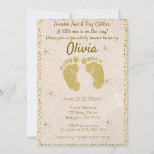 Gold Glitter Babyparty-Einladung Einladung