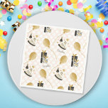 Gold Glitter Balloons and Party Hats Kids Birthday Serviette<br><div class="desc">Add a special touch to your little one's celebration with this adorable birthday party pattern paper napkin. Paper napkins have gold glitter party balloons and party hats on top of a pink and white polka dot background. Add the first name of your little girl or boy for a personalized touch....</div>