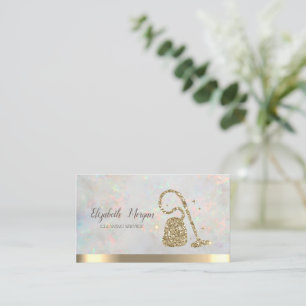 Gold Glitter Besen Staubsauger Opal Visitenkarte