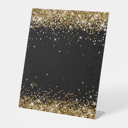 Gold Glitter Black Blank Sockelschild (Vorderseite)