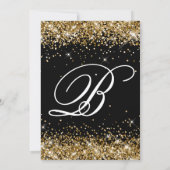 Gold Glitter Black Fancy Monogram 18th Birthday Einladung (Rückseite)