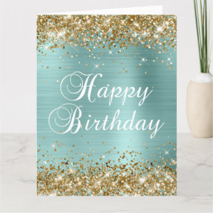 Gold Glitter Blass Türkis Großer Alles Gute Zum Ge Karte