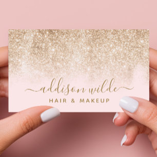 Gold Glitter Blush Pink Moderne Visagistin Visitenkarte
