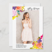 Gold glitter boho bold floral photo graduation einladung (Rückseite)