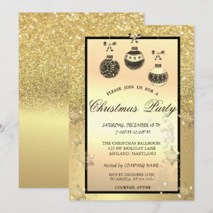 Gold Glitter Bokeh, Weihnachtsbälle Firmenparty Einladung