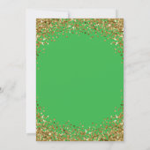 Gold Glitter Border Green Christmas Party Einladung (Rückseite)