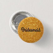 Gold Glitter Brautjungfer Button (Vorne & Hinten)