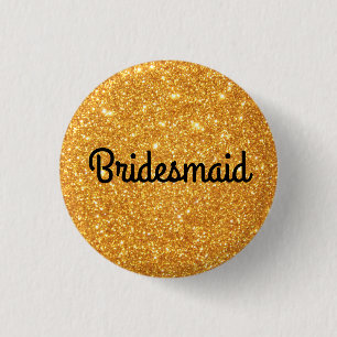 Gold Glitter Brautjungfer Button