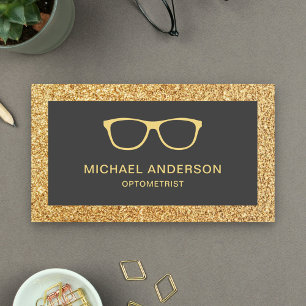 Gold Glitter Brille Augenarzt Optiker Visitenkarte