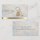 Gold Glitter Broom Vacuum cleaner Opal Visitenkarte (Vorne/Hinten)