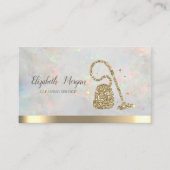 Gold Glitter Broom Vacuum cleaner Opal Visitenkarte (Vorderseite)