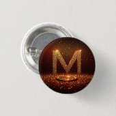 Gold Glitter Buchstabe M Monogramm Geschenk Button (Vorne & Hinten)