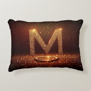 Gold Glitter Buchstabe M Monogramm Geschenk Dekokissen