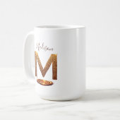 Gold Glitter Buchstabe M Monogramm Geschenk Kaffeetasse (Vorderseite Links)
