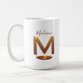 Gold Glitter Buchstabe M Monogramm Geschenk Kaffeetasse (Links)