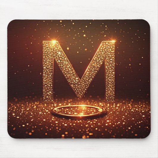 Gold Glitter Buchstabe M Monogramm Geschenk Mousepad (Vorne)