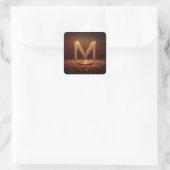 Gold Glitter Buchstabe M Monogramm Geschenk Quadratischer Aufkleber (Tasche)
