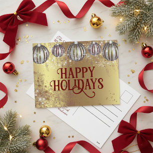 Gold Glitter Burgunder Weihnachtsbaumkugel Frohe F Feiertagspostkarte