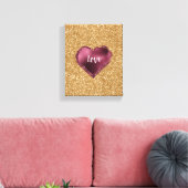 Gold Glitter Burgundy Red Heart Love Leinwanddruck (Insitu (Wohnzimmer))