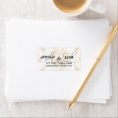 Gold Glitter Calligraphy Wedding Return Adressaufkleber (Insitu)