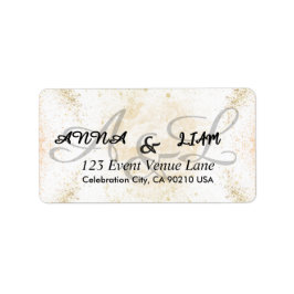 Gold Glitter Calligraphy Wedding Return Adressaufkleber