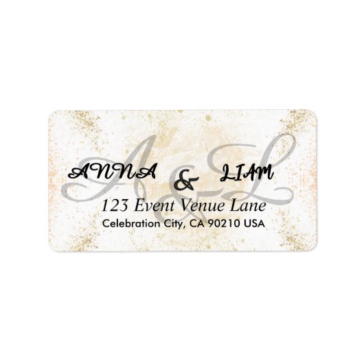 Gold Glitter Calligraphy Wedding Return Adressaufkleber (Vorne)