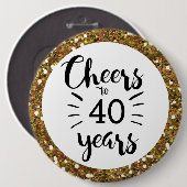 Gold Glitter Cheers to 40 Years Button (Vorne & Hinten)
