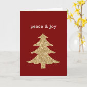 Gold Glitter Christmas Tree Red Peace Joy Karte (Gelbe Blume)