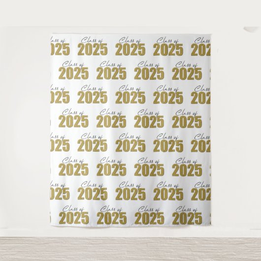 Gold Glitter Class of 2025 Foto Backdrop Wandteppich (Vorderseite)