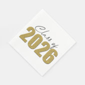 Gold Glitter Class of 2026 Serviette (Ecke)