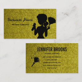 Gold Glitter Cleaning Service Housekeeper Maid Visitenkarte