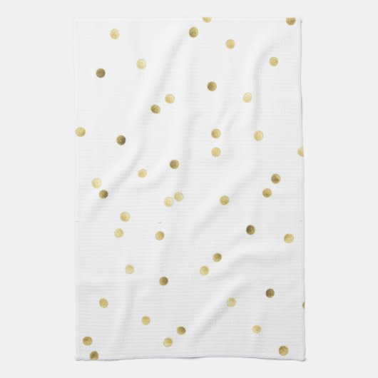 Gold Glitter Confetti Dot Polka Kitchen Dish Towel Handtuch (Vertikal)