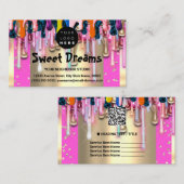 Gold Glitter Confetti Holograph Pink Drip Sweets Visitenkarte (Vorne/Hinten)