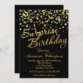Gold Glitter Confetti Surprise Birthday Invitation Einladung (Vorne/Hinten)