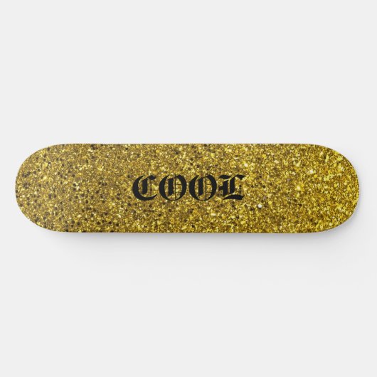 Gold Glitter Cool Skateboard Deck (Horizontal)
