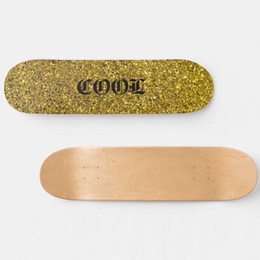 Gold Glitter Cool Skateboard Deck (Horizontal)