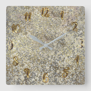 Gold Glitter Crackle Moderne Chic Glamour Funkeln Quadratische Wanduhr