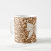 Gold Glitter Creme Falsche Spitze Schleife Kaffeetasse (Vorderseite Links)