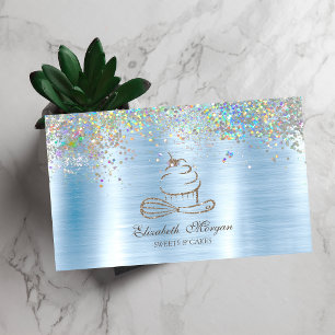 Gold Glitter Cupcake Konfetti, Metallic Blau Visitenkarte