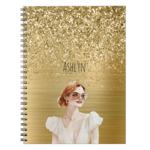 Gold Glitter Dame rote Haare Notizblock