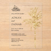 Gold Glitter Date Palm Muslim Wedding Acryleinladungen (Vorderseite)