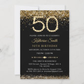 Gold Glitter Diamonds 50th Birthday Invitation Einladung (Vorderseite)
