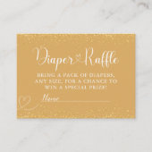 Gold Glitter Diaper Raffle Luxe Heart Script Begleitkarte (Vorderseite)