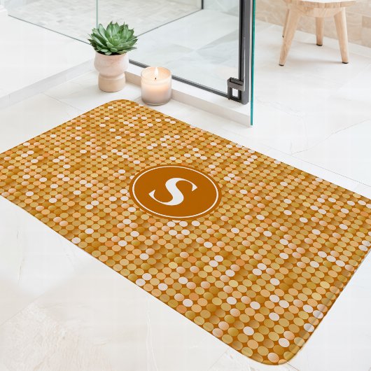 Gold Glitter Disco-Kugel-Monogramm Badematte