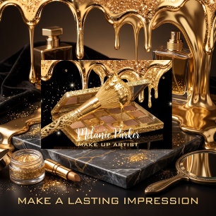 Gold Glitter Drip Makeup Pinsel & Lidschatten Visitenkarte