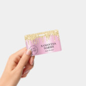 Gold Glitter Drips Pink Shimmer Ausweis (Handheld)